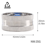 40mm 2 Layers Tobacco Grinder Gem Design Zinc Alloy Dry Herb Spice Herbal Crusher Portable Grinders for Smoking Accessories