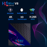 H96 Mini V8 Android 10.0 TV 2GB RAM 16GB ROM RK3228A Quad-core 2.4G WIFI USB2.0 1000M 4K Media Player Set Top Box
