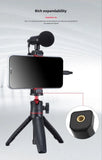 Mini Vlog Live Stream Clip Adjustable Phone Holder with Cold Shoe Mount 1/4" Screw Hole for 55-90mm Width Smartphone