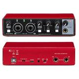 Interface Recording Portable Professional Sound Card with Loopback Monitor 48V Phantom for Audio Equipment Guitar