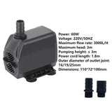 220V 60W 3000L/H Small Household Large w Coog Multifunctional Circulating Water Submersible Pump