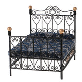 1: 12 Dollhouse Miniature Bedroom Furniture Metal Bed With Mattress Accessory Toy