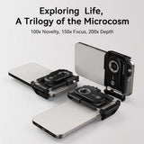 100X/150X/200X Mobile Microscope Lens Kit LED/ UV Lights Built-in CPL Filter Battery with Universal Phone Clip