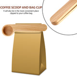 5 Pcs Wooden Coffee Scoop and Bag Clip Measure 2-In-1 Bags Sealer Measuring Spoon for Beans,Espresso Coffee,Tea