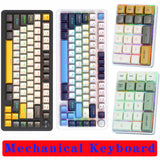 Multifunctional Knob Wired nical Keyboard,82 Keys 21keys,Full Key Hot-Swap,Cool Backlight,Bluetooth/2.4G/USB for PC Laptops