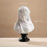 1pc Maiden Sculptural Bust Veiled Lady Bust Statue Resin Home Decoration,cute Ornament, Home Living Room Bar Cafe Decor Ornament, Room Decor Tabletop Display Ornament