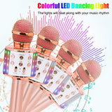Wireless karaoke microphone, Bluetooth handheld portable speaker, home KTV player with LED dance recording function, children's