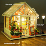 1 Set, Flower Assembled Dollhouse, Funny Assembled Toy, DIY Wooden Dollhouse Kit With Light, Assembled Puzzle House Assembled House Toy Valentine's Day Gifts Birthday Gifts Handmade Model Scene Flower Shop Kit DIY 3D Miniature Wooden Doll House Shop