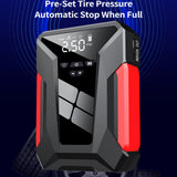 Jump Starter and Tire Iator Portable Compressor Electric Air Pump with LED Screen for Car Motorcycle Bike