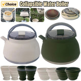 Silicone Folding Kettle Teapot Portable Coffee Tea Cooker Collapsible Mini Boig Water Pot with Handle Camping Supplie