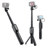 Rechargeable Selfie Stick Tripod Stand with Remote Shutter Extendable Battery Grip Replacement for GoPro Hero 12/11/10/9/MAX