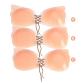 Adjustable Strapless Invisible Silicone Gather Push Up Self-Adhesive Drawstring Bra Backless Breast Enhancer