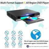 Home DVD Player VCD CD Disc Media Players Digital Multimedia with AV Output Remote Control USB Mic HD 1080P Playe-r Box for KTV
