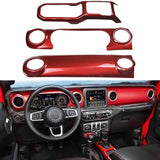 Center Console Panel Dashboard Cover Trim for Jeep Wrangler JL 2018-2021/ Gladiator JT 2020 Accessories (Red)