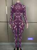 2024 stage performance costumes are full of pearl pattern design, shaping a slim and sexy runway jumpsuit