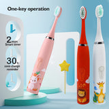 6 in 1 Children Electric Toothbrush Cartoon KidsToothbrush Head Ultrasonic Waterproof Soft Hair Cleaning Brush Rechargeable