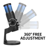 Wired RGB Microphone Professional USB Condenser Mic for Gaming Recording