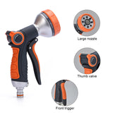 High Pressure Garden Head Ergonomic Water Hose Sprayer with 5 Spray Patterns for Watering Plants Cleaning Cars Showering