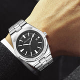 PINTIME Men's Watches Stainless Steel Strap Fashion Quartz Wristwatch Calendar Luminous Waterproof 3br Casuals Reloj Hombre Gift