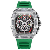 Fashion Men's Automatic Mechanical Watch ONOLA Unique Luxury Diamond Inlaid Design Waterproof Silicone Tape Watch Men Clock