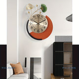 1pc, Orange Wall Clock, Ginkgo Leaf Decoration Clock, Bedroom, Living Room, Silent Wall Watch, Autumn Thanksgiving Halloween Harvest Festival, Home Decor, Aesthetic Room Decor