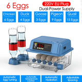 6/9/12 Eggs Fully Automatic Turning Incubator - Digital Temp Control for Farm Animals. Ideal Hatchery Brooder.
