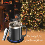 Coffee Mug with Lid - Auto Heat, 131-149℉ Intelligent Constant Temperature, 12.3oz Double Layer Food Grade Cup Warmer