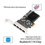 Wired Network Card PCI Express to 4 port 1000 Mbps Gigabit Ethernet PCIe 1G LAN NIC rtl8111 chip with low profile bracket