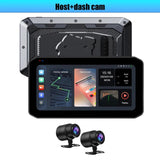12V-24V CarPlay Android Auto Toucreen Dual Bluetooth Wireless For Motorcycle GPS Navigation Front Rear Lens Driving Recorder