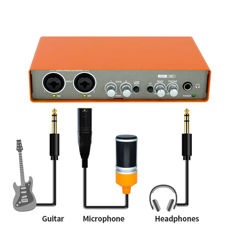 Professional Microphone Audio Interface Recording Sound Card Electric ...