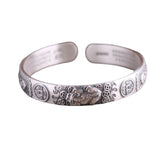 999 Sterling Silver Ethnic Style Lucky Pixiu Gold Coin Retro Solid Bracelet