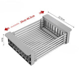 1PC Retractable Drain Basket with Adjustable Armrest Stainless Steel Drying Dish Rack Kitchen Sink Storage basket drain rack
