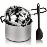 1 Set Double Boiler Pot Set, Stainless Steel Melting Pot With Silicone Spatula For Melting Chocolate