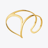18K Gold Plating Brass Original Design Geometric Solid Curved Palm Bracelet