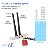 FENVI Wi-Fi 6E AX210 Tri Band 2.4G/5Ghz/6Ghz Bluetooth 5.3 802.11AX M.2 Wireless WiFi Card Desktop Kit For Win 10/11