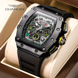 GUANQIN Automatic Mechanical Winding Watch Fashion Sports Mens Watch Chronograph Business Stainless Steel Relogio Masculino 2022