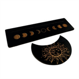 Moon Shaped Stand Tarot Card Wooden Base Bracket Rectangular Display Stand,B