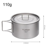 Titanium With Folding Handle Bowl Dinner Food Container Outdoor Pan Cookware Set Camping Supplies Picnic