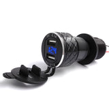 Aluminum Alloy Metal Shell Dual USB Charger 12-24v 4.2A Voltmeter for Motorcycle Hella Din Socket Red Blue Green