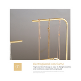 Holder Metal Earring Stands and Displays with Wooden Base, Jewelry Storage Hanging Shelf for Girl Woman