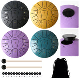 6 Inch 11 Notes Steel Tongue with Bag Music Book Drum Mallets Percussion Instruments for Yoga Meditation Unique Gift