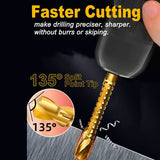 6 Pack Titanium Coated HSS Twist Bits, 3-8mm Serrated Side Cut Bits Woodworking Tools for Plastic Metal Wood Holes