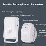 Home Security Wireless Motion Sensor 36 Chime Welcome Alarm Entry Doorbell with Infrared Detector Induction Night Light