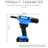 Electric Rocol RL-520 Lithium Battery Automatic Rivet Gun Core Pulg Riveting Tool Stainless Steel Brushed Rivets
