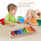8 Keys Compact Size Xylophone Glockenspiel with Wooden Mallets Percussion Musical Instrument Toy Gift for Kids Children