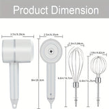 1pc Mini Wireless Hand Mixer, Electric Egg Beater Charging Mini Household Electric Small Baking Stir Cream Tool 304 Stainless Steel Net Baking Supplies Clearance (White)