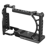 Camera Video Cage with Cold Shoe Mount 1/4In&3/8In Aluminum Alloy for Sony A6500/A6400/A6300/A6100/A6000