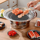 13 Inch Korean BBQ Multifunctional Charcoal Barbecue - Round Camping Stove, Tabletop Grill with Grilled Net