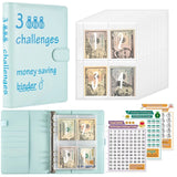 100 Envelopes Money Saving Challenge Budget Binder PU Leather Cover with Cash Envelope PVC Pocket Zipper/Digital Stickers
