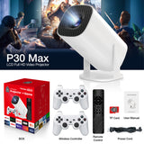 P30 MAX Portable 3D game Projector Android 11 with Two Handle H713 1080p BT5.4 Supported 4K Smart Home Theater